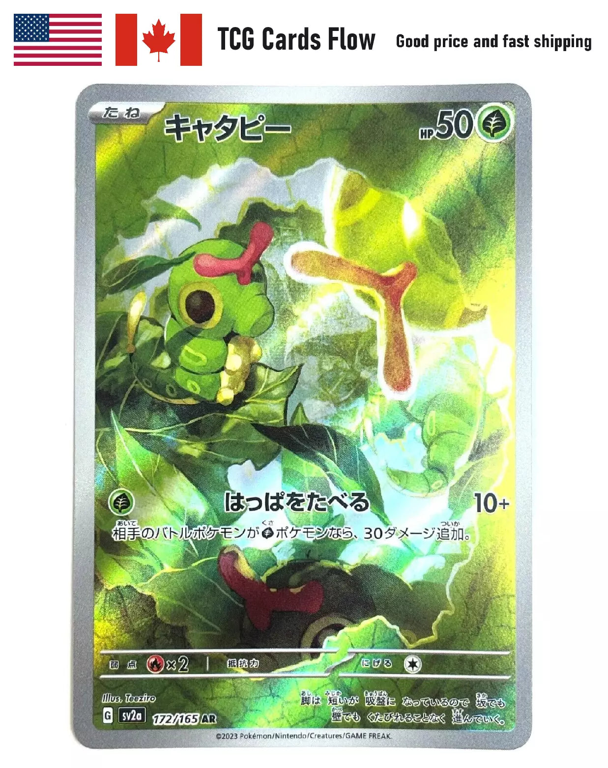 Caterpie AR 172/165 SV2a Pokémon Card 151 HOLO JAPAN EDITION